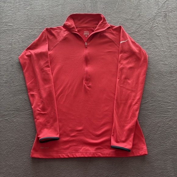Nike Tops - Nike Dri-Fit Pullover Womens Medium Red Long Sleeve Half Zip Running Top